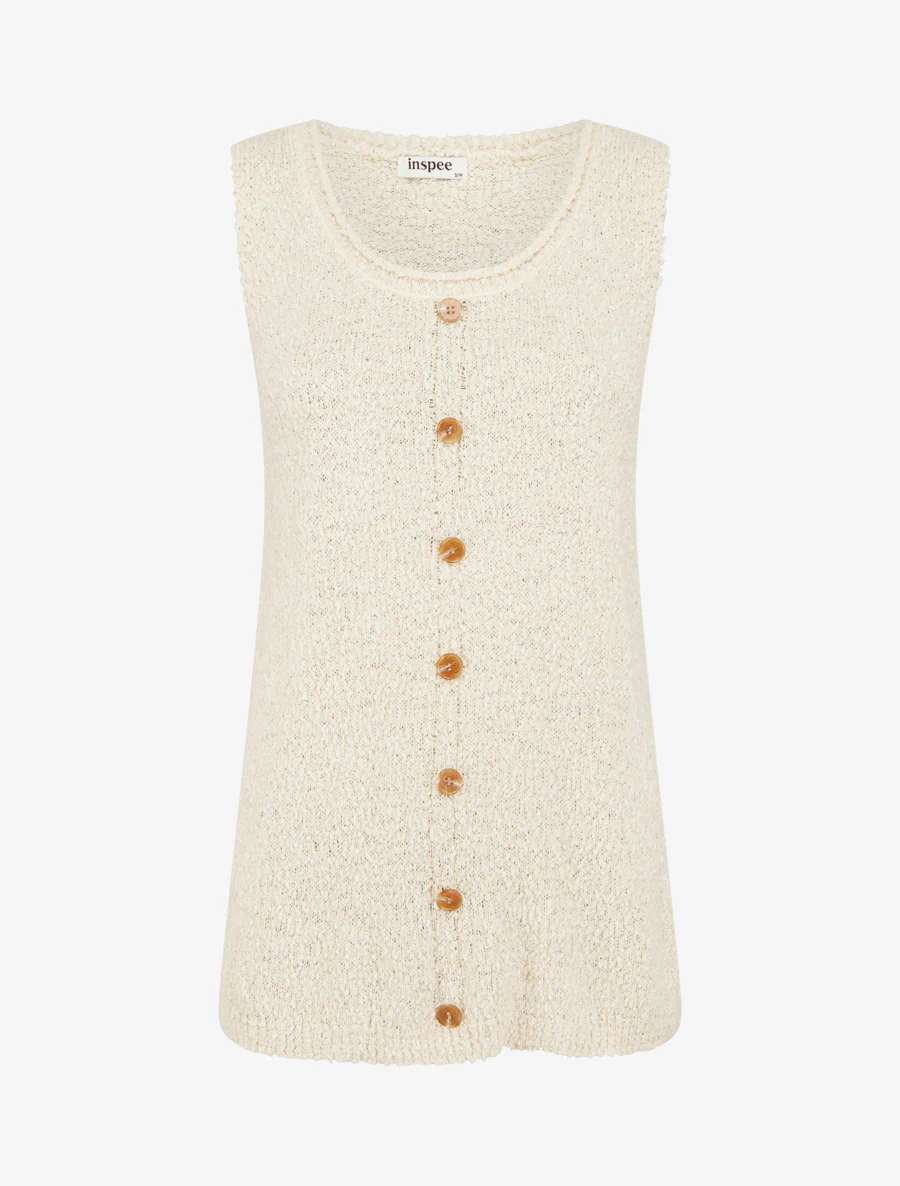 Gebreide tanktop in schapenvachtstijl - Ecru