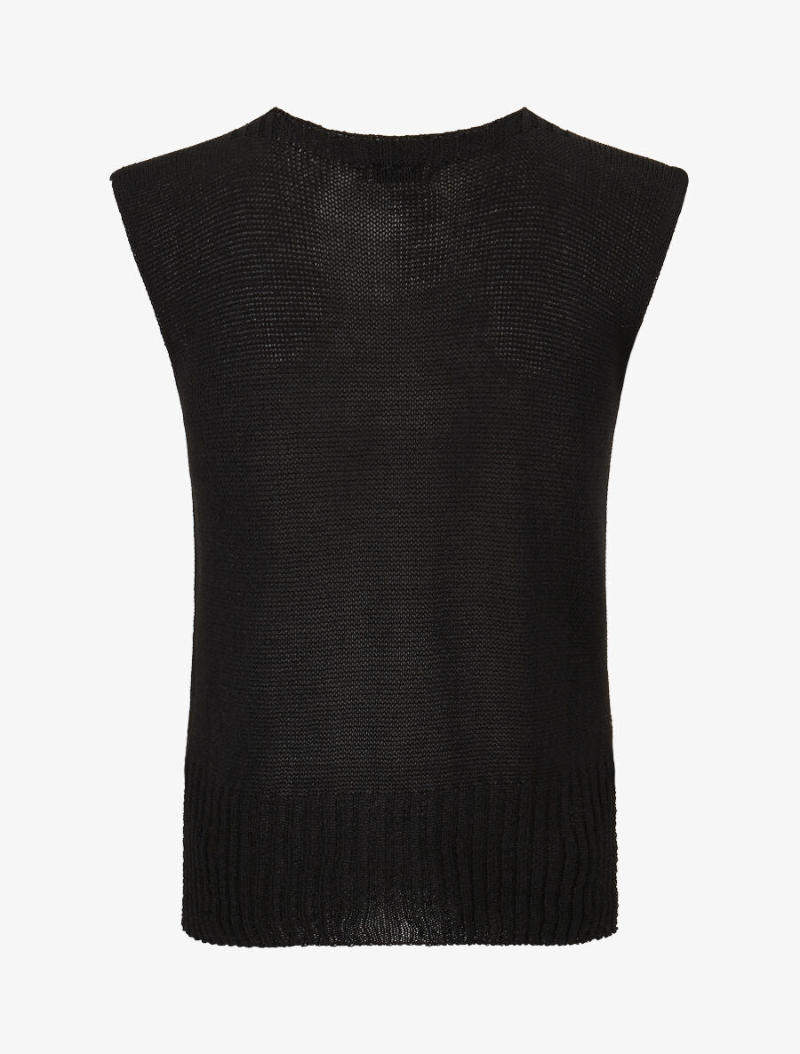 Gebreide top met V-hals - Zwart - Image 2