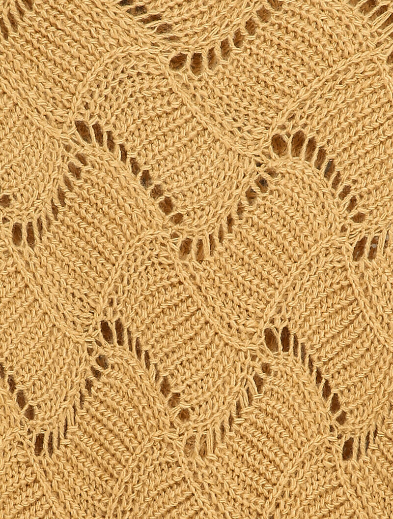Gebreide trui met gestileerde ruitjes en boothals - Camel - Image 3