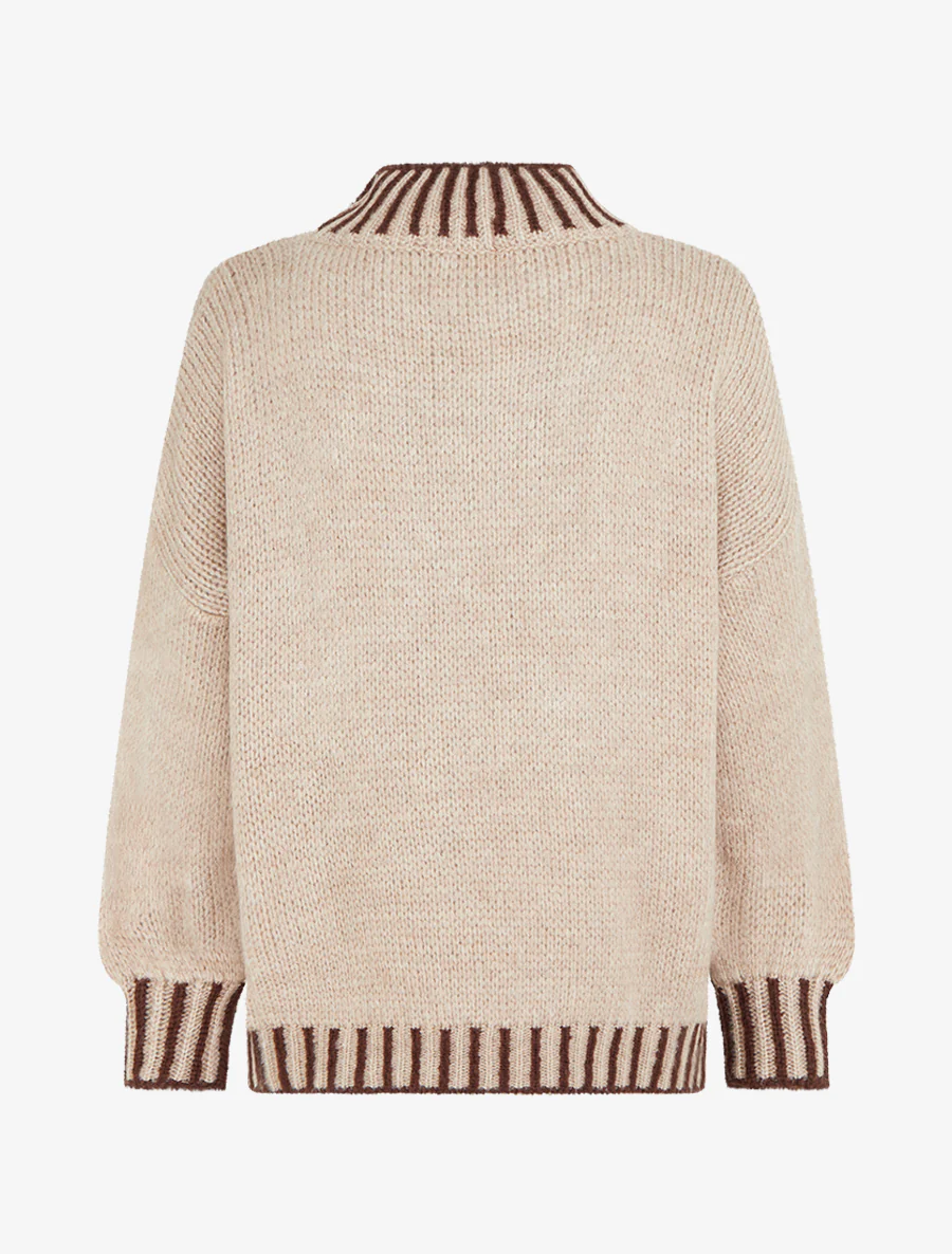 Gebreide trui met hoge kraag - Donker beige - Image 2