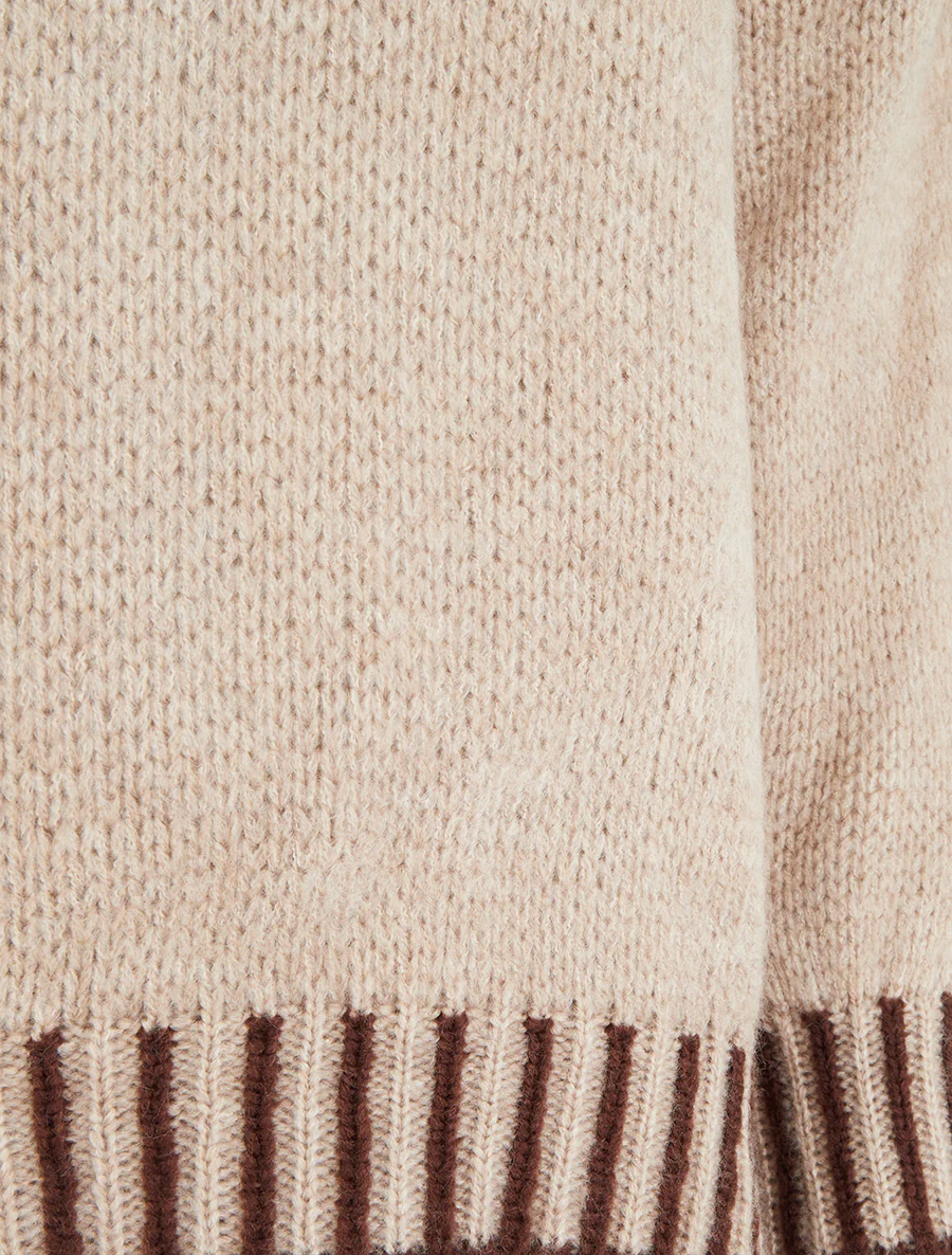 Gebreide trui met hoge kraag - Donker beige - Image 3