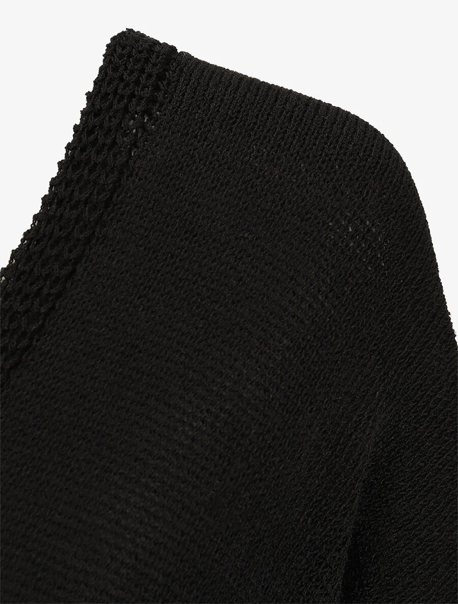 Gebreide trui met korte mouwen - zwart - Image 3
