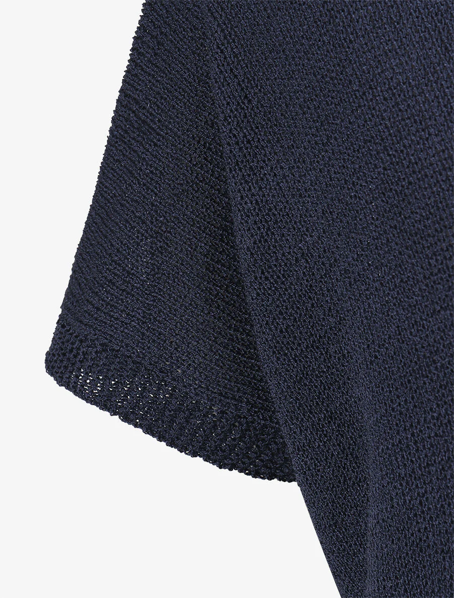 Gebreide trui met korte mouwen - Marineblauw - Image 3
