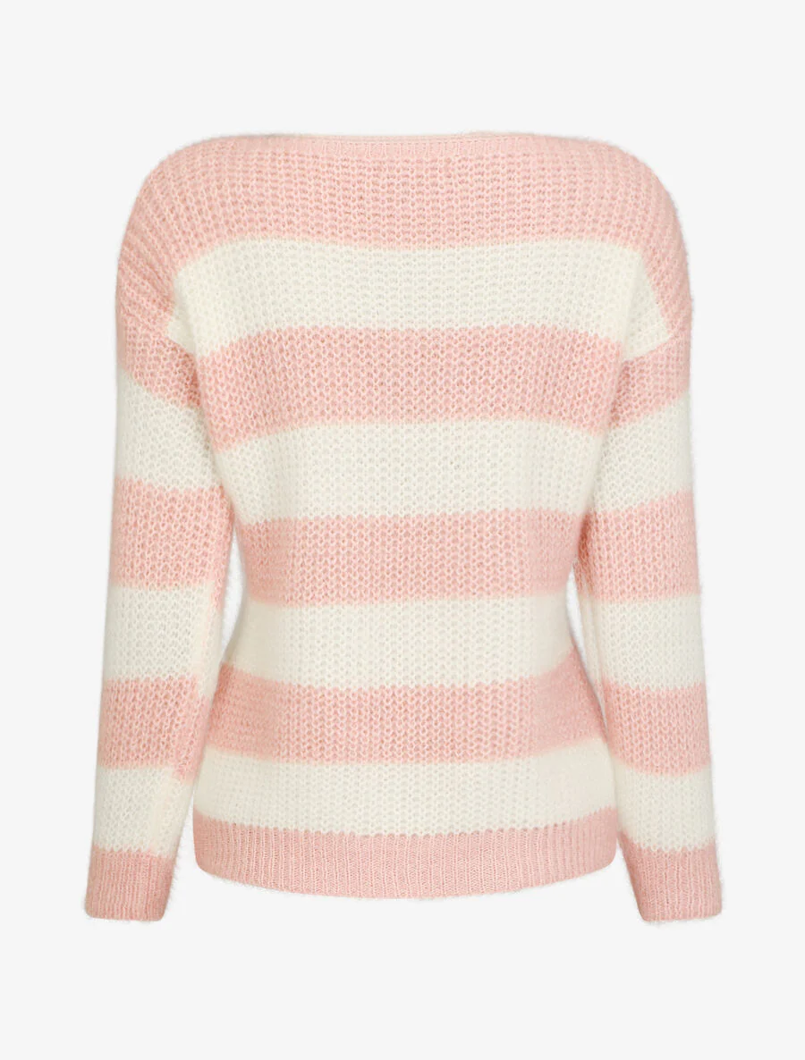 Gebreide trui met strepen - Roze - Image 2