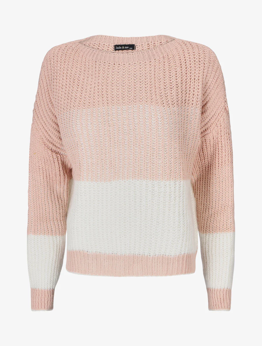 Gebreide trui met twee kleuren - Roze