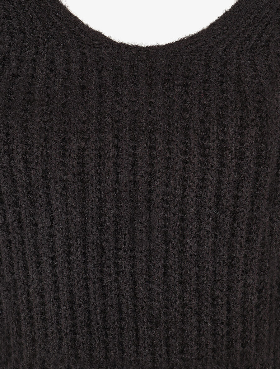 Gebreide trui met V-hals - zwart - Image 3