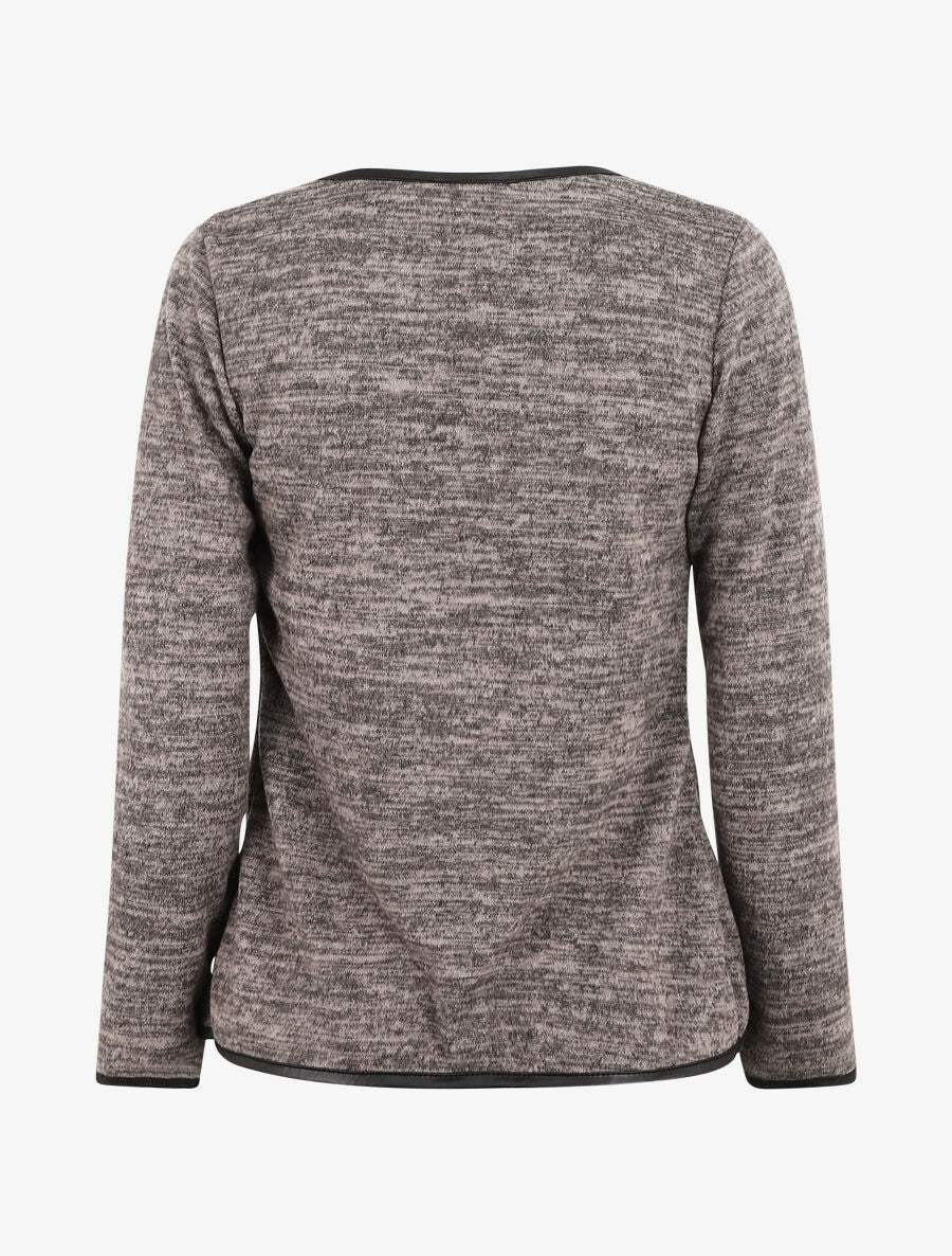 Gebreide vest met textuurrand - Taupe - Image 2