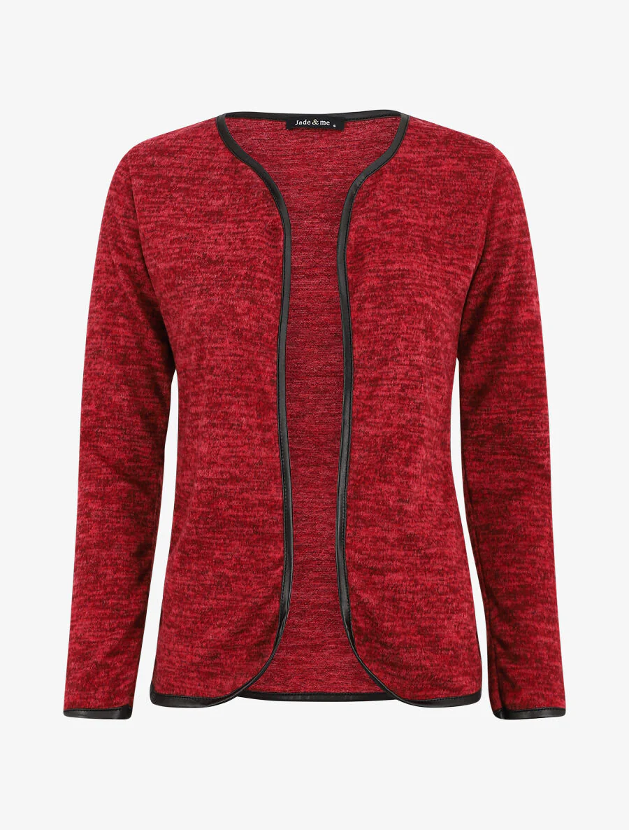 Gebreide vest met textuurrand - Rood