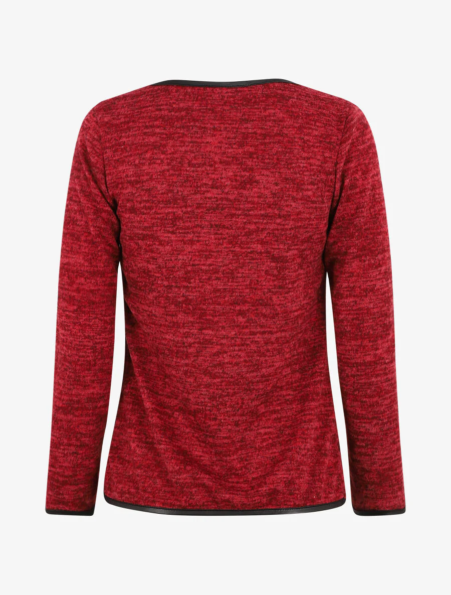 Gebreide vest met textuurrand - Rood - Image 2