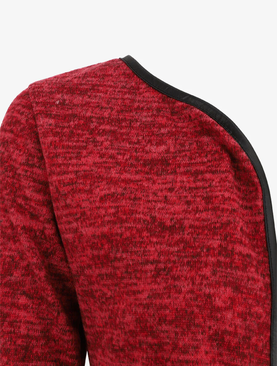 Gebreide vest met textuurrand - Rood - Image 3