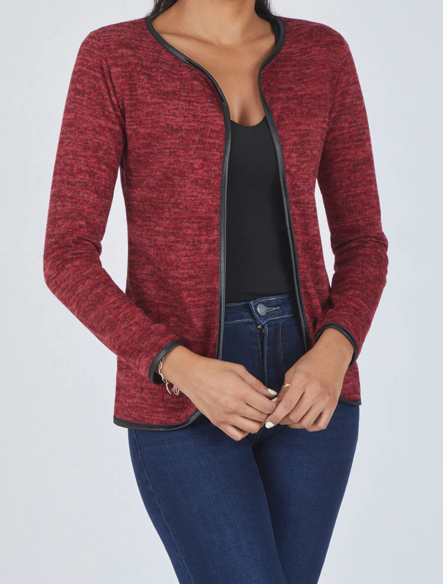 Gebreide vest met textuurrand - Rood - Image 4