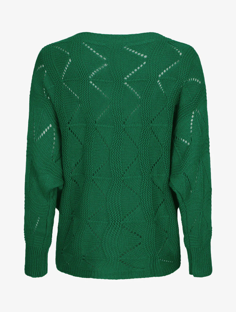 Gebreide zigzag trui - Groen - Image 2