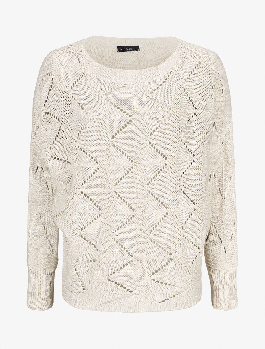 Gebreide zigzag trui - Beige