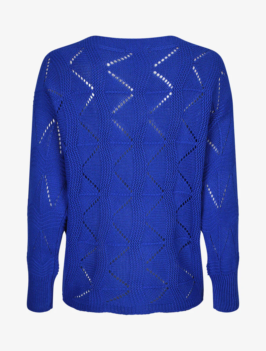 Gebreide zigzag trui - Elektrisch blauw - Image 2