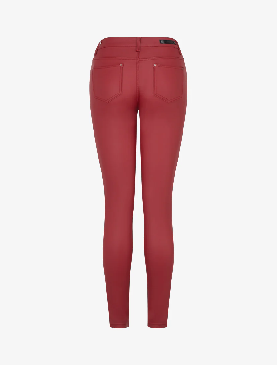 Gecoate skinny jeans met normale taille - Rood - Image 2