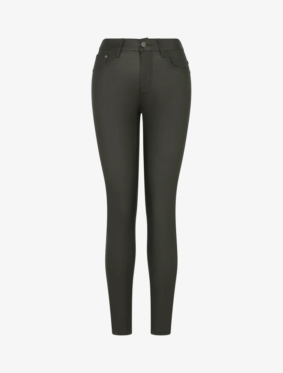 Gecoate skinny jeans met normale taille - Donker kaki