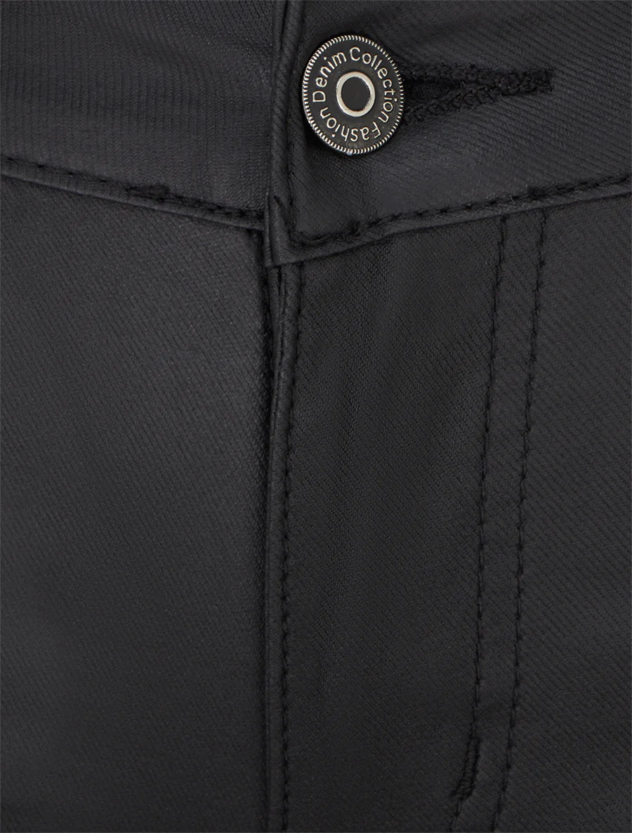 Gecoate skinny jeans met normale taille - Zwart - Image 3