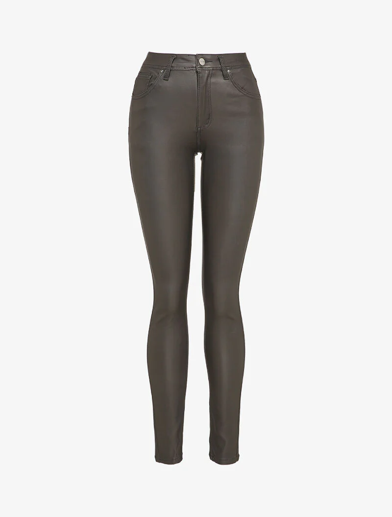 Gecoate slim fit broek - Antraciet