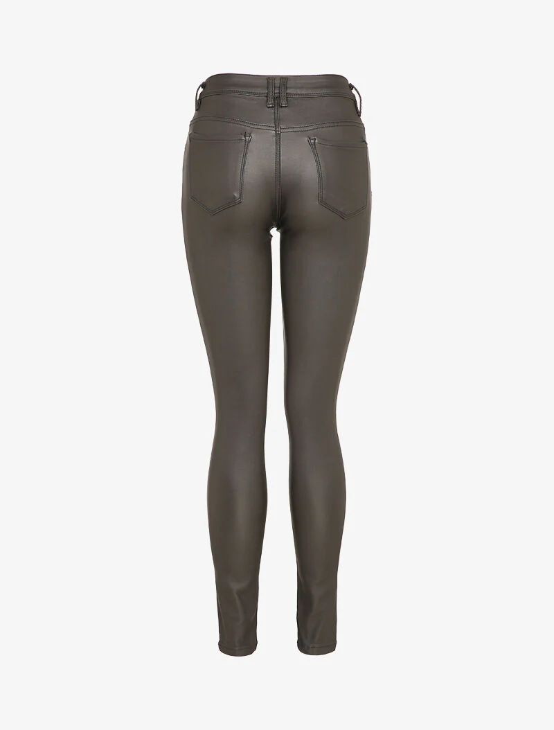 Gecoate slim fit broek - Antraciet - Image 2