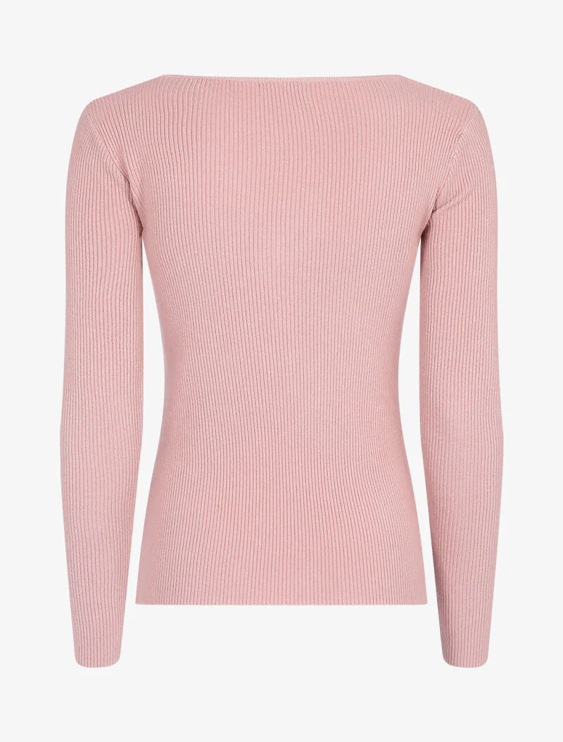 Trui met gedraaid hals - roze - Image 2