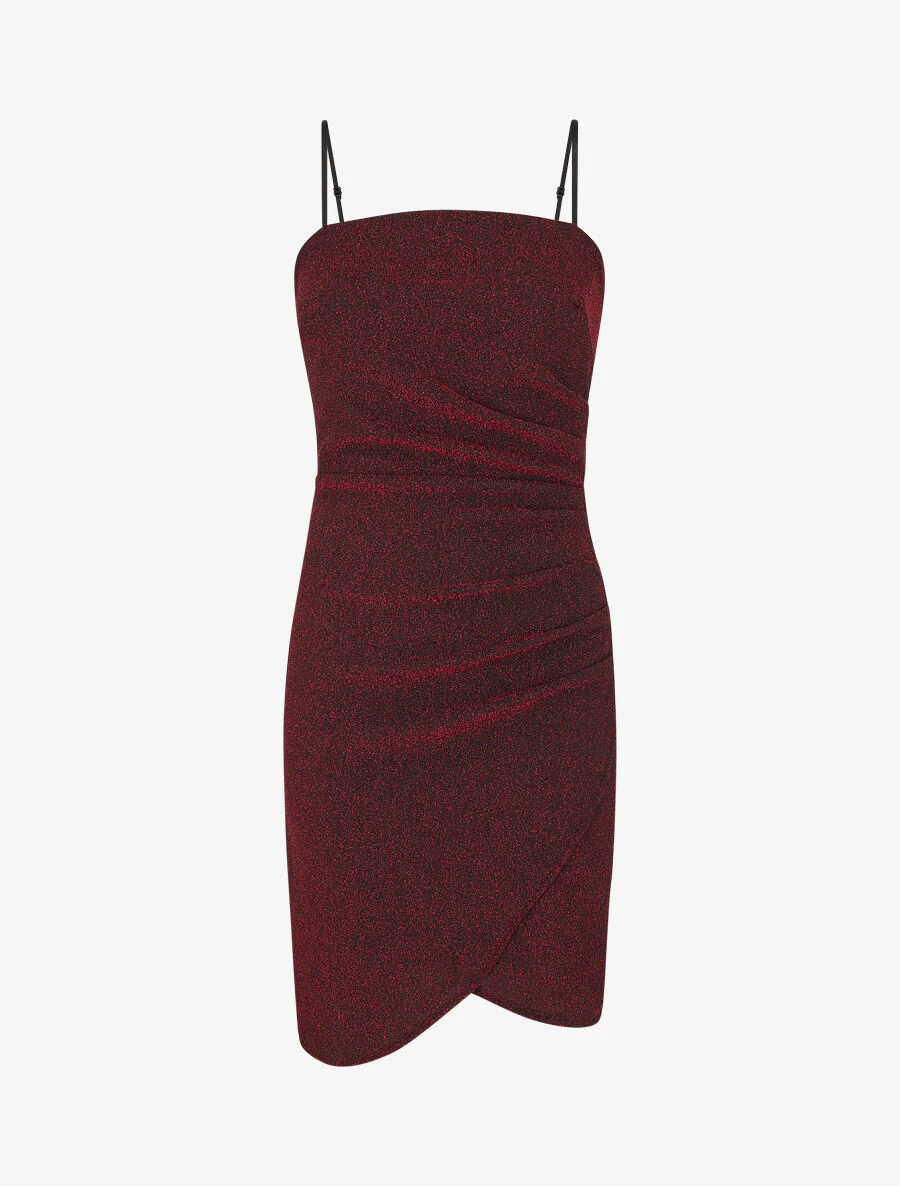 Gedrapeerde jurk met lovertjes - Rood