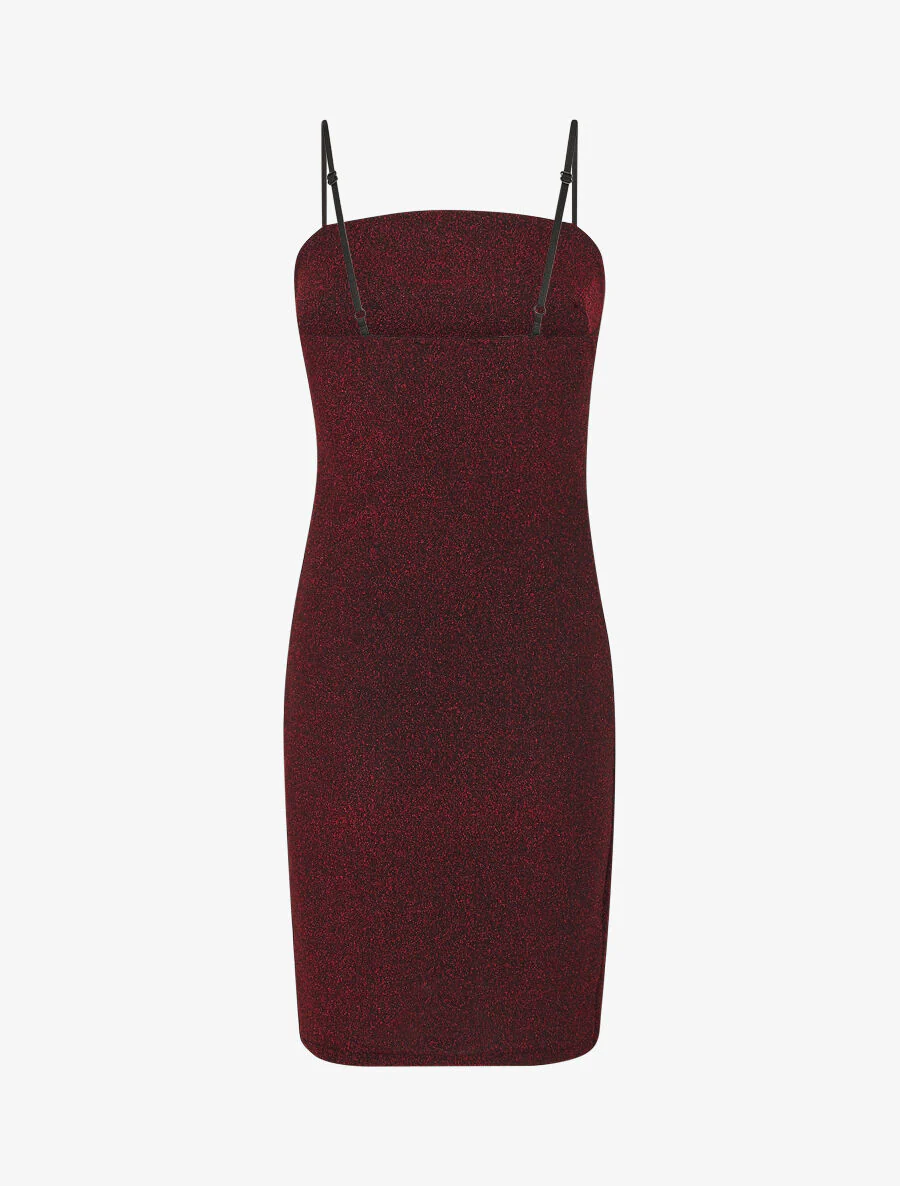 Gedrapeerde jurk met lovertjes - Rood - Image 2