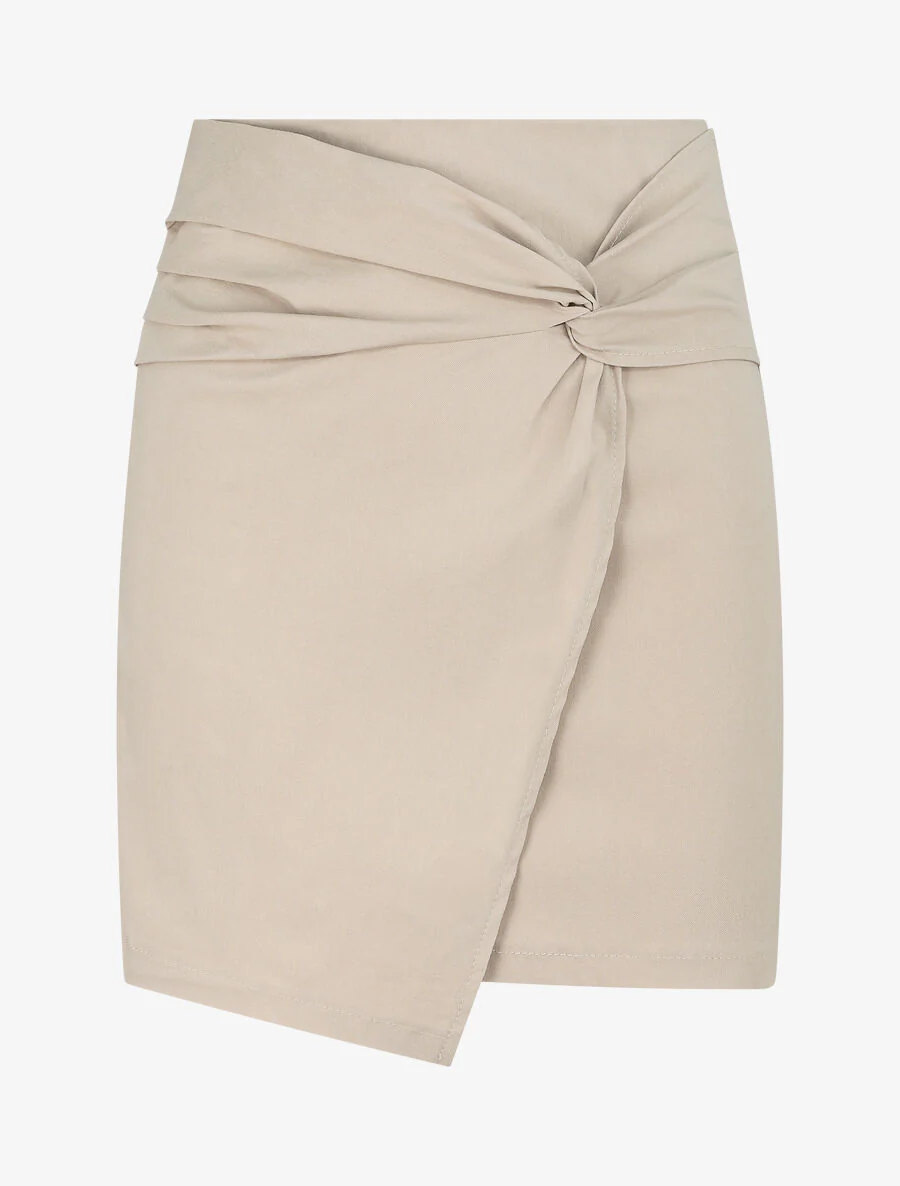 Gedrapeerde portemonnee rok - Beige