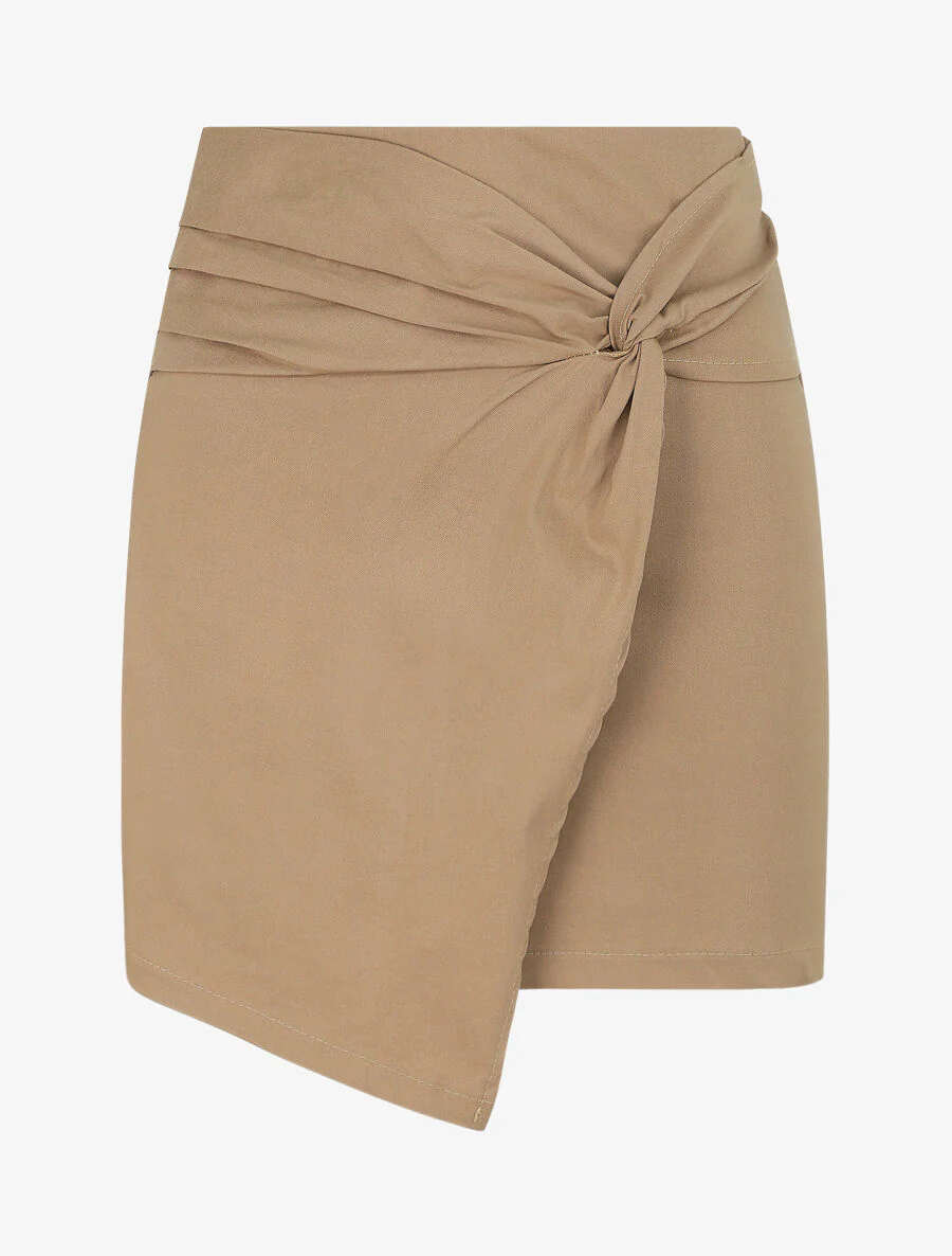 Gedrapeerde portemonnee rok - Camel