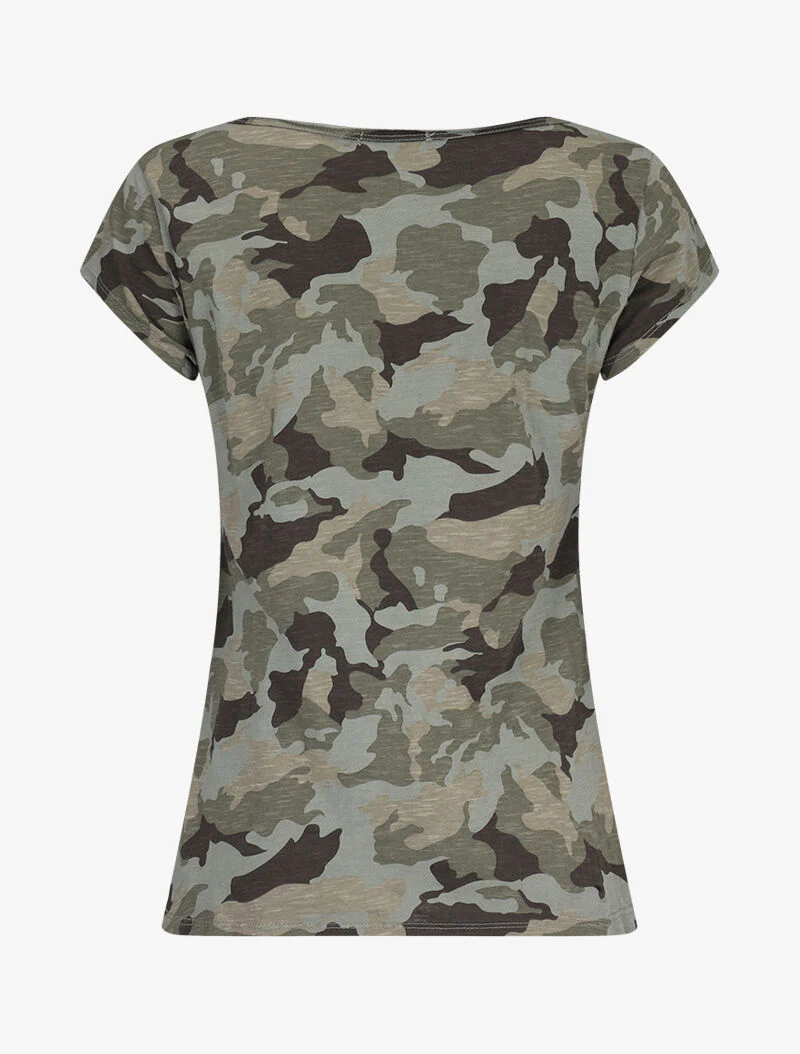 Gedrukt T-shirt met katoenen geblakerd effect - Kakigroen - Image 2