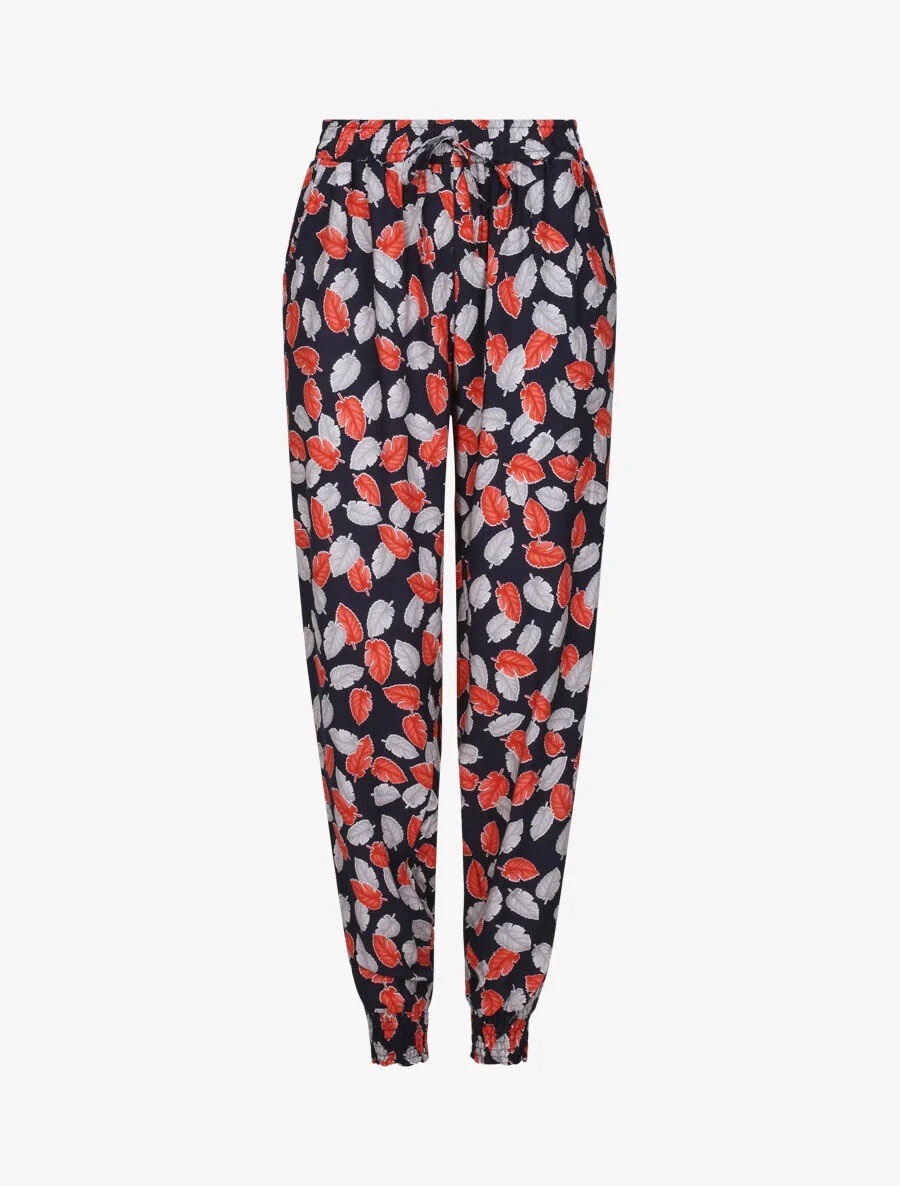 Gedrukte herfstbladeren harem broek - Marine