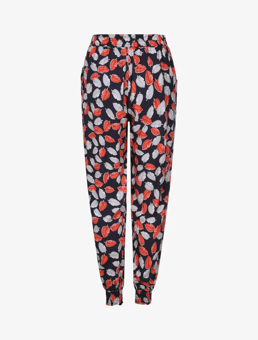 Gedrukte herfstbladeren harem broek - Marine - Image 2