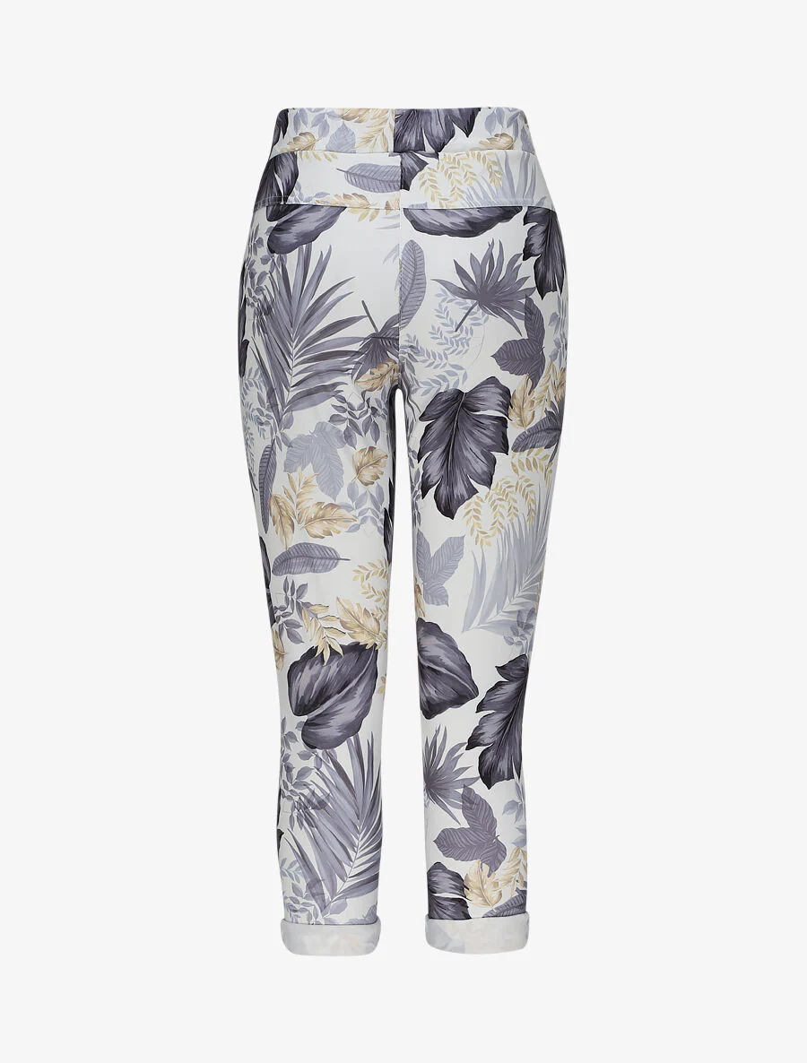 Gedrukte jungle elastische taille broek - Grijs - Image 2