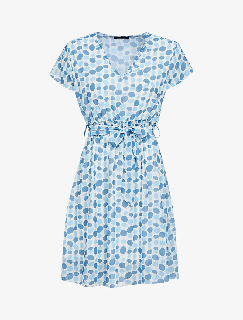 Gedrukte jurk in chiffon - lichtblauw
