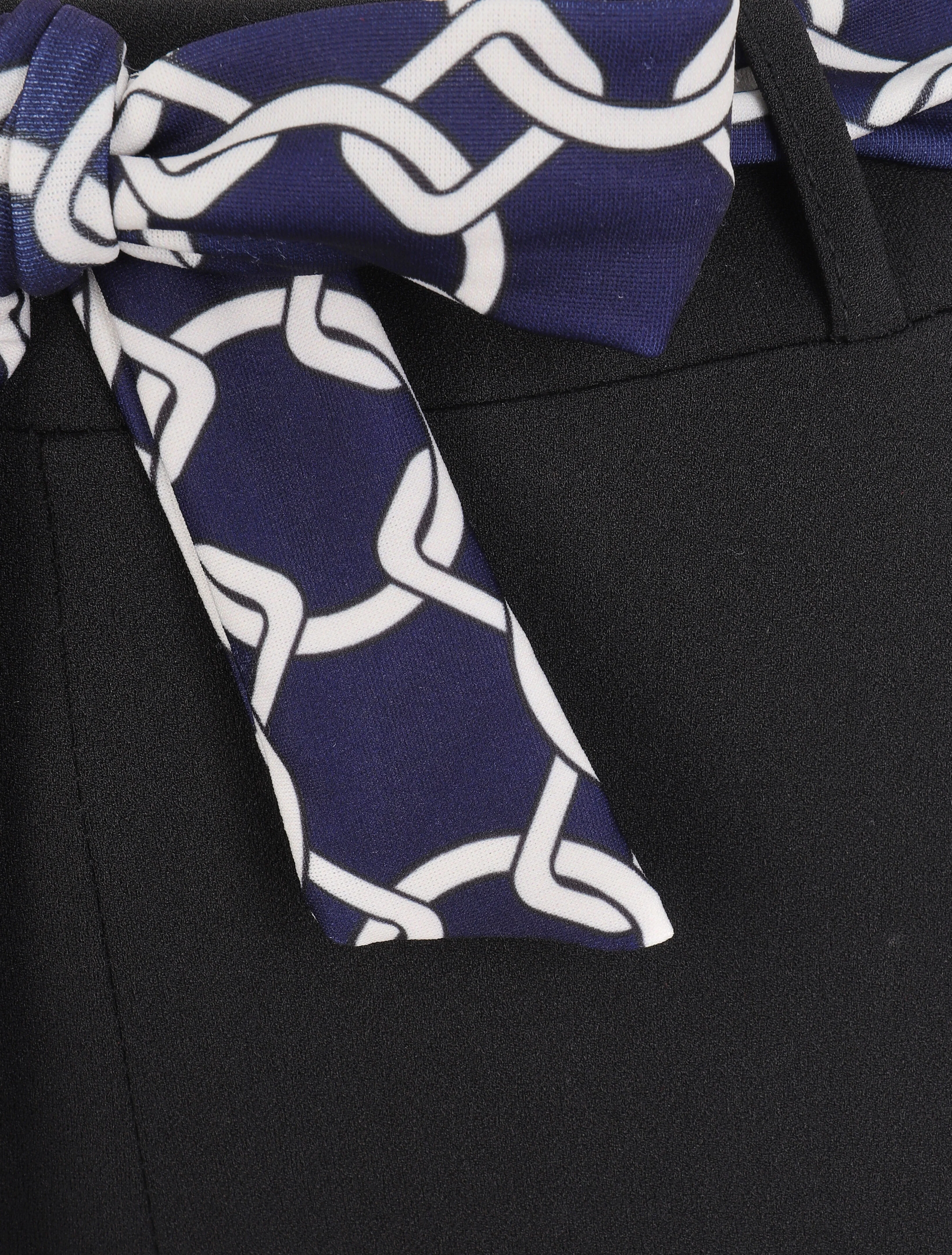 Gedrukte kettingen met omgekeerde zoom broek - Donkerblauw - Image 3