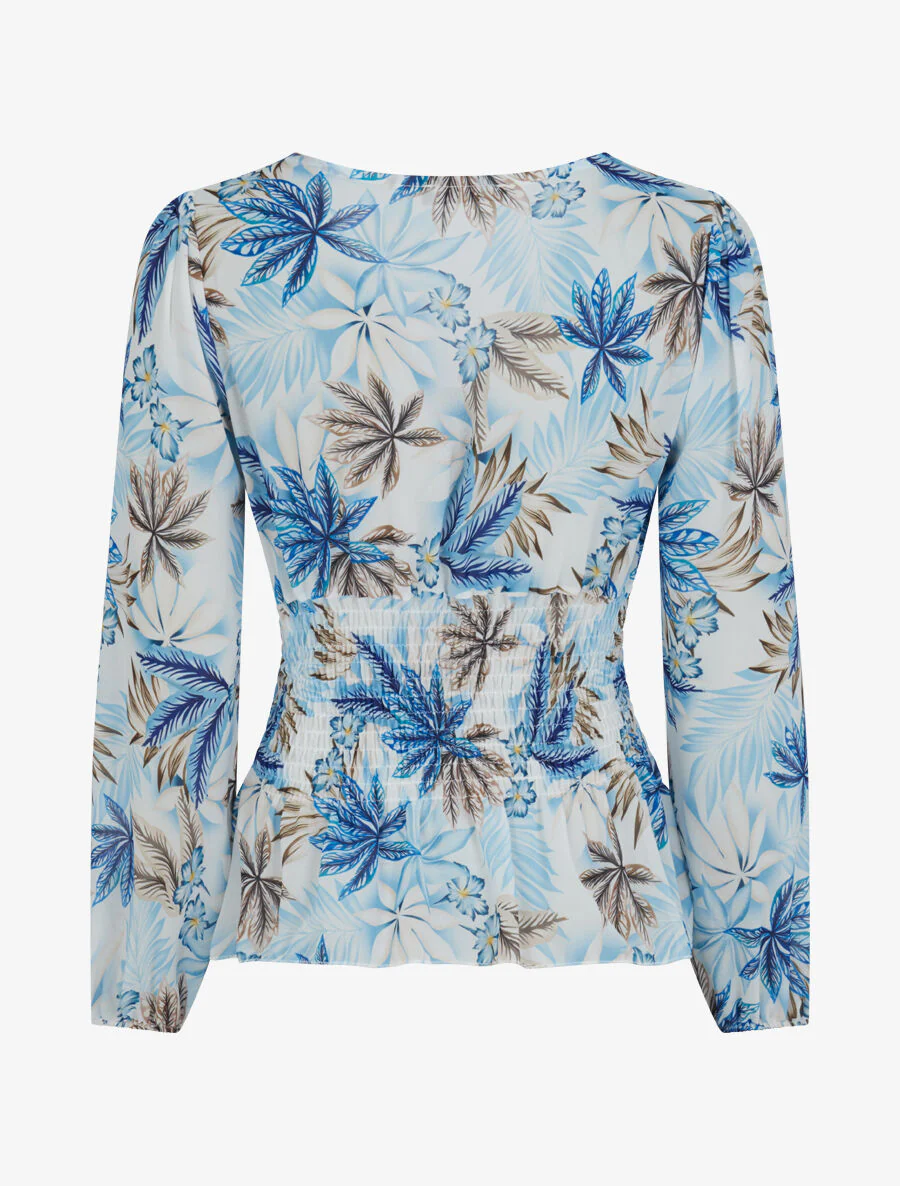 Gedrukte tropische elastische bovenkant - Blauw - Image 2