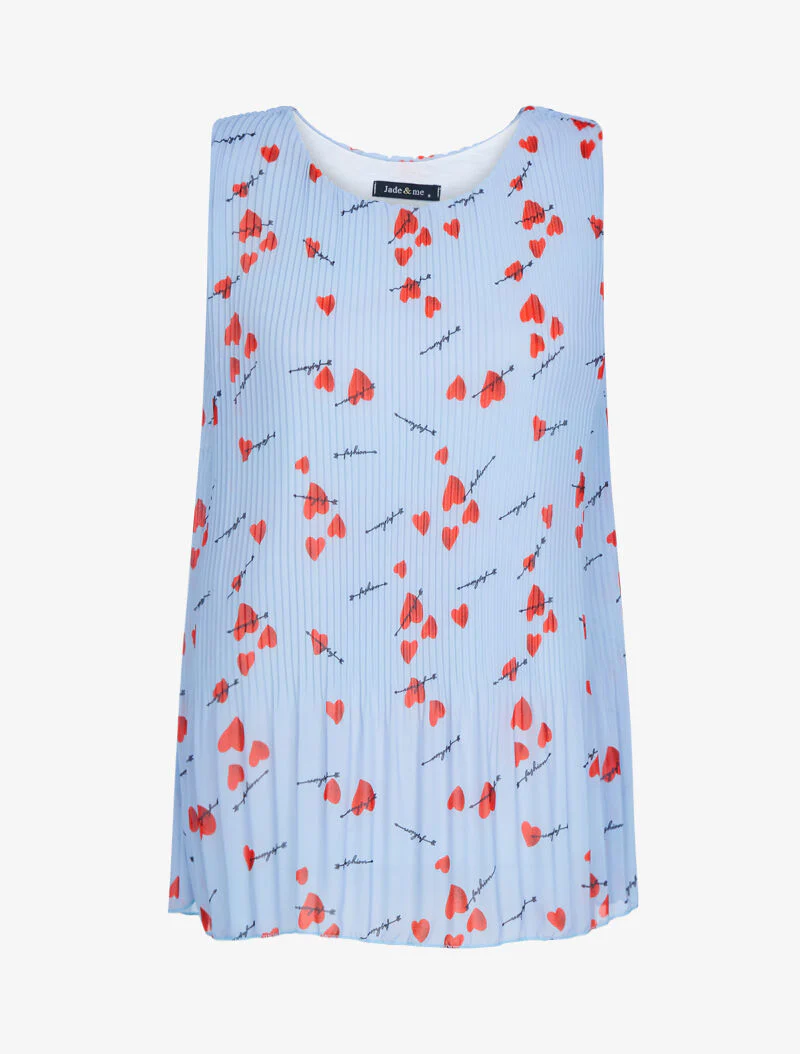 Gegolfd top met prints - lichtblauw - Image 2