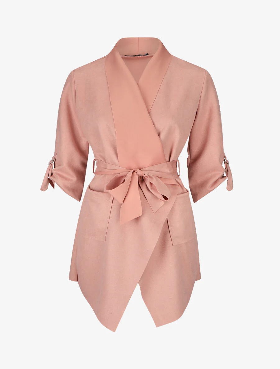 Gegooid suède vest - Roze