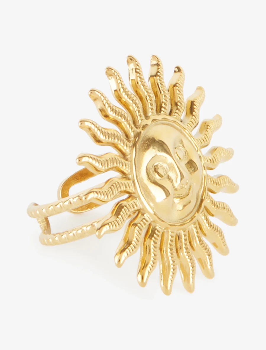 Gegraveerde ring met zonmotief - Goud - Image 2