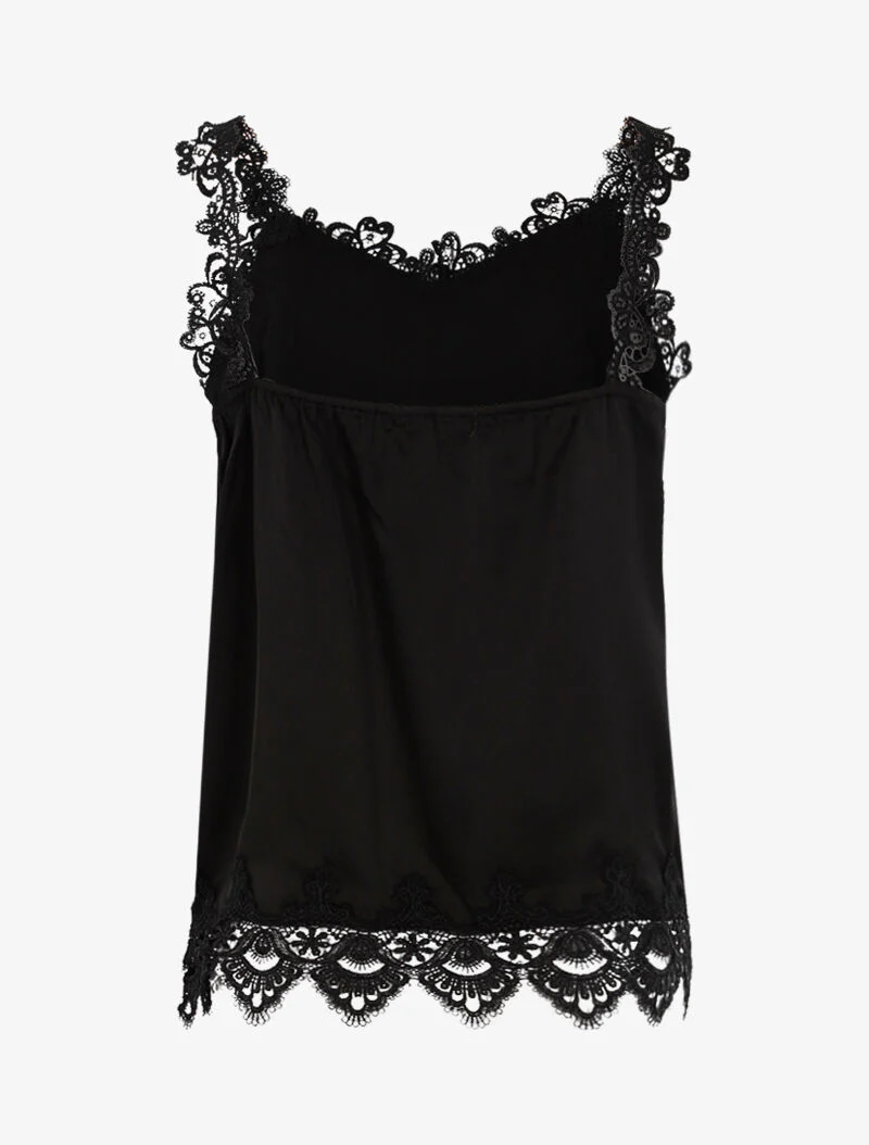 Gehaakte tanktop met randen - zwart - Image 2