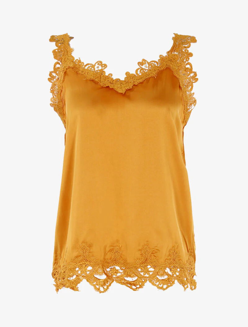 Gehaakte tanktop met randen - geel