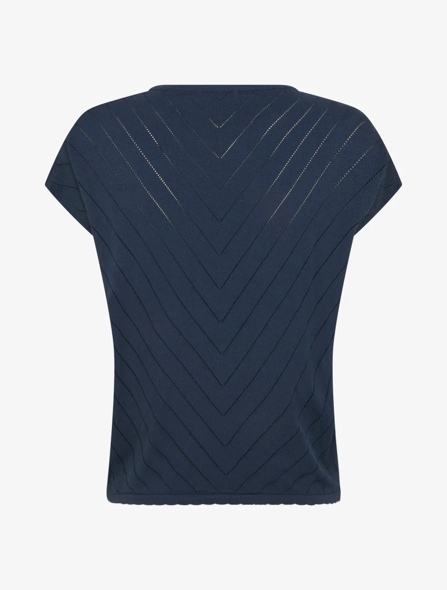 Gehaakt top met ronde hals - Marine - Image 2