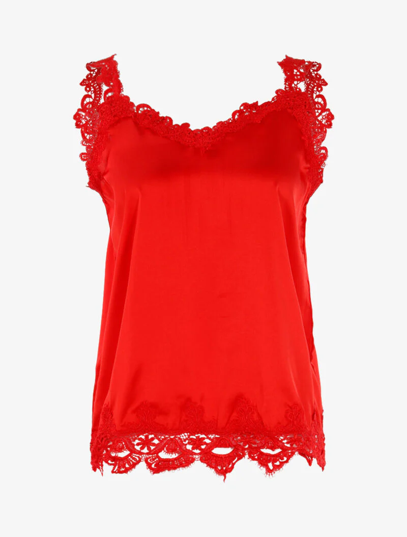Gehaakte tanktop met randen - rood