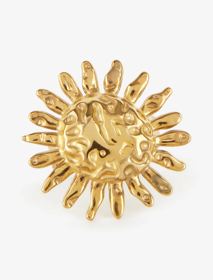 Gehamerde zonne-effect ring - Goud - Image 3