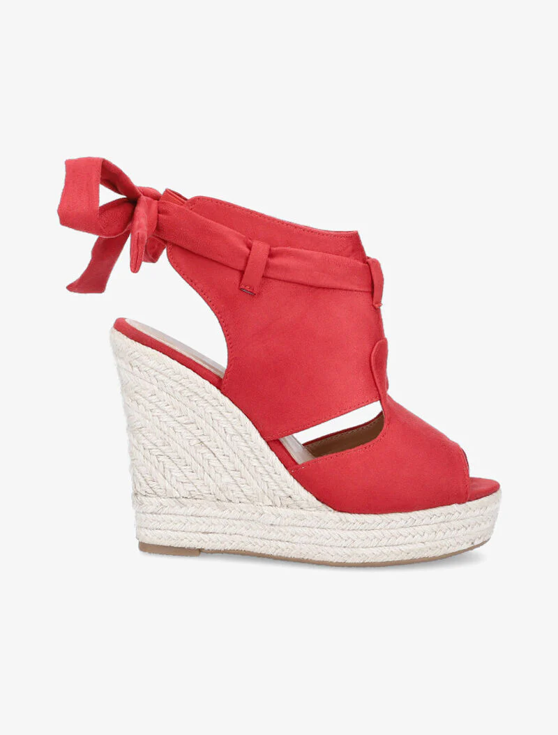 Sleehaksandalen met geknoopte enkelband - rood