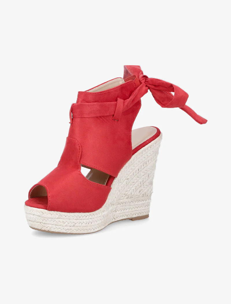 Sleehaksandalen met geknoopte enkelband - rood - Image 3