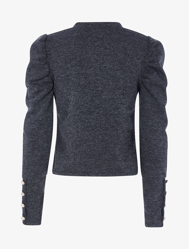 Knoopvest met pofmouwen - antraciet - Image 2