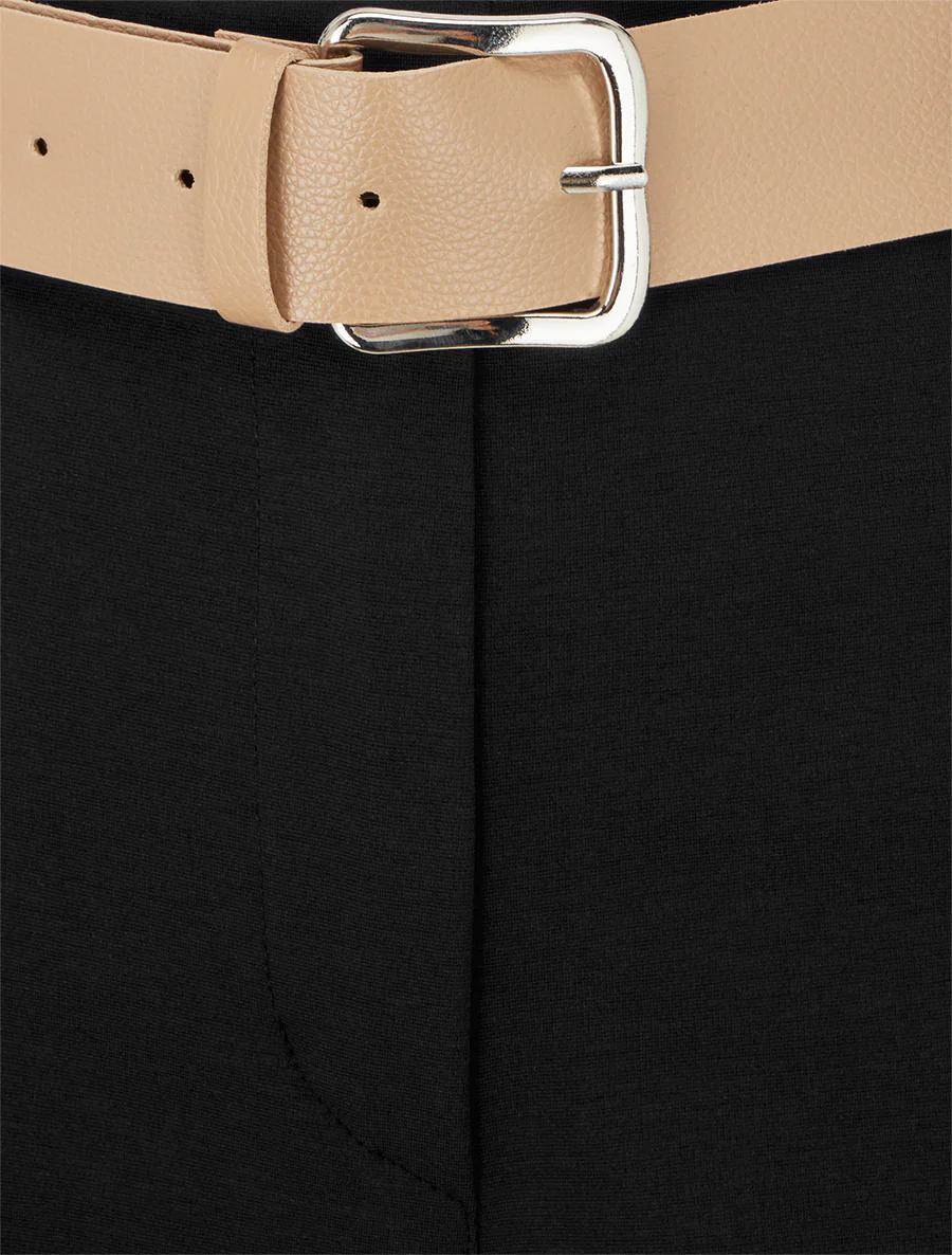 Geknoopte korte broek met omslagboord - Zwart - Image 3
