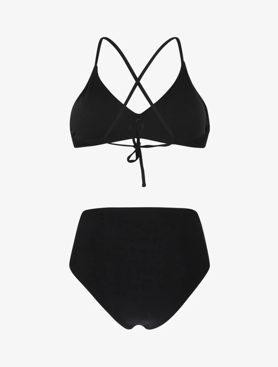 Gekruiste eenkleurige bikini - Zwart - Image 2