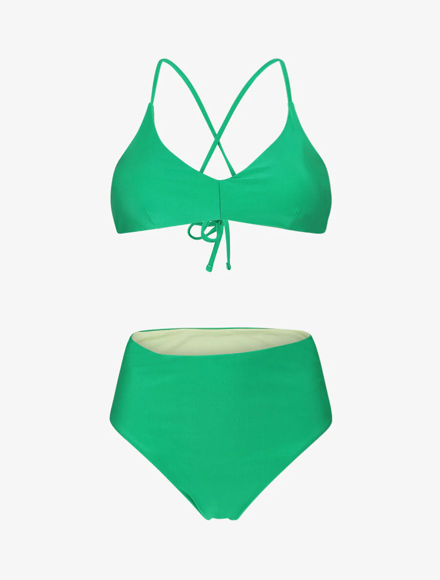 Gekruiste eenkleurige bikini - Groen