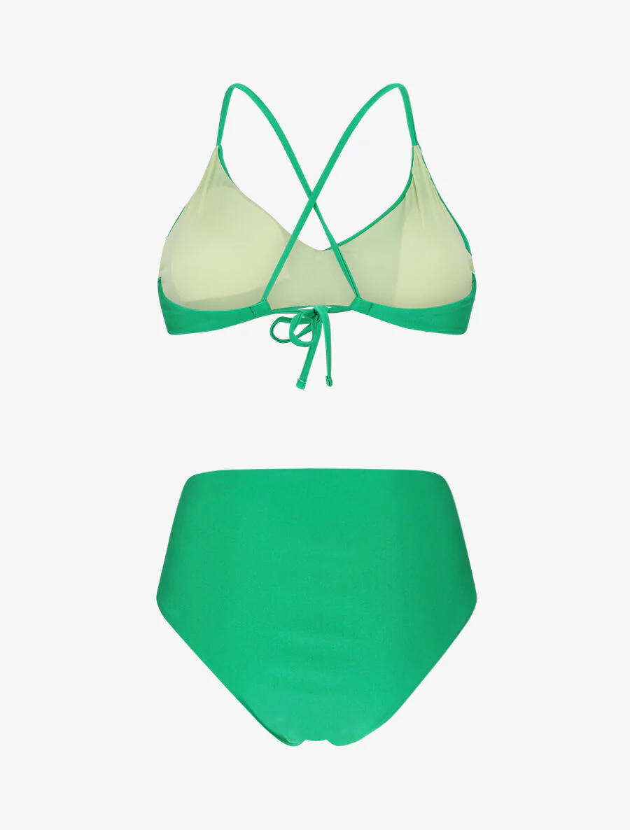 Gekruiste eenkleurige bikini - Groen - Image 2